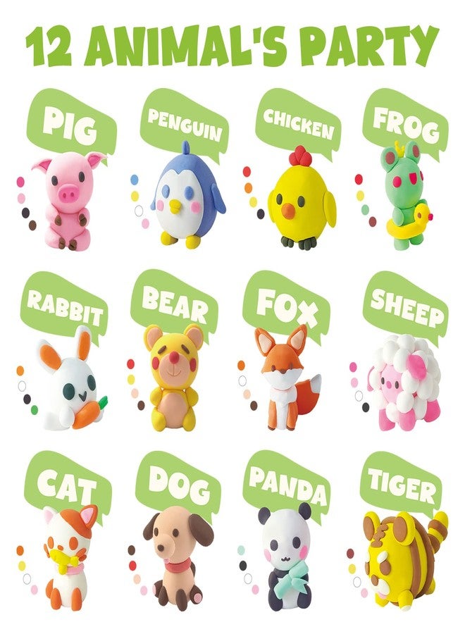 JUPITEARTH Air Dry Clay for Kids,12 Animals Theme Party Foam Clay,Ultra Light Modeling Clay Kit, DIY Art and Home Party Favors for Boys & Girls (Animal) - Image 4